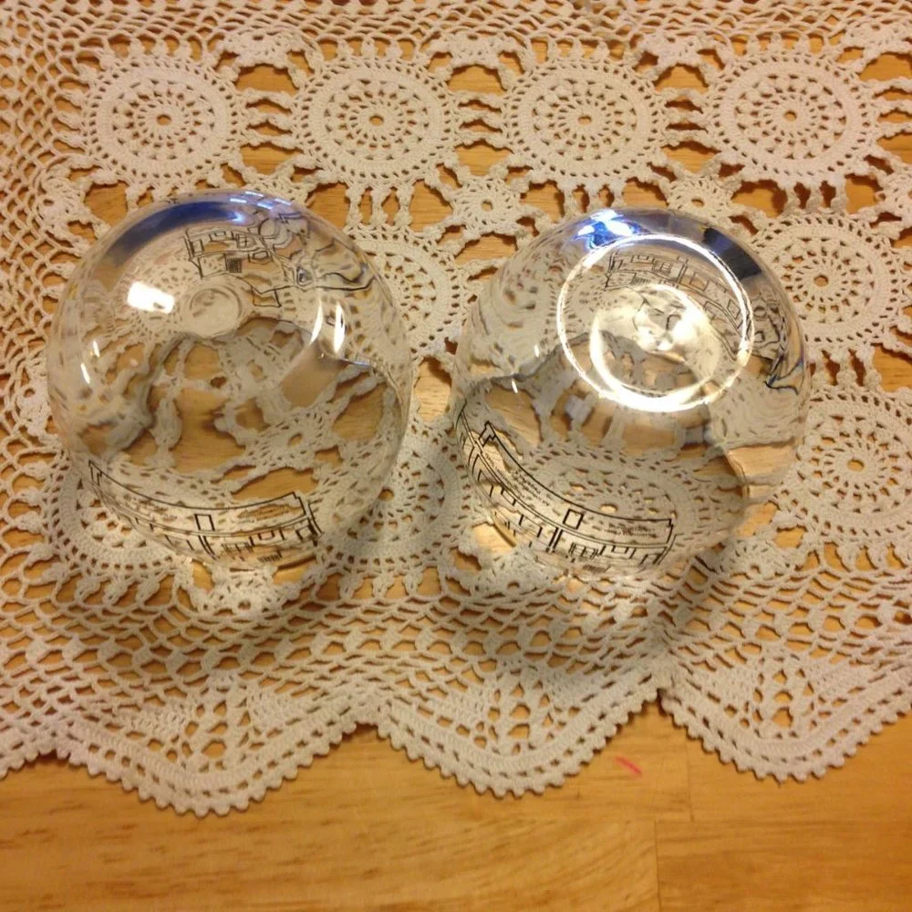 Stemless wine or cocktail glasses, weighted bottom, architectural theme